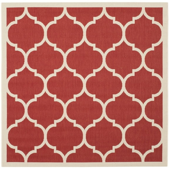 Safavieh Courtyard Alyssa Geometric Indoor/Outdoor Area Rug, 4' x 4' Square, Red/Bone