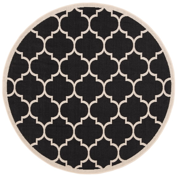 Safavieh Courtyard Alyssa Geometric Indoor/Outdoor Area Rug, Black/Beige, 5'3" x 5'3" Round