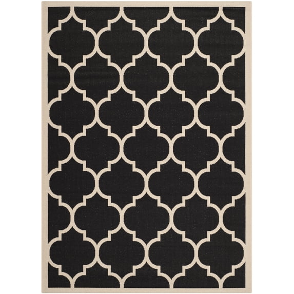 Safavieh Courtyard Alyssa Geometric Indoor/Outdoor Area Rug, Black/Beige, 5'3" x 7'7"
