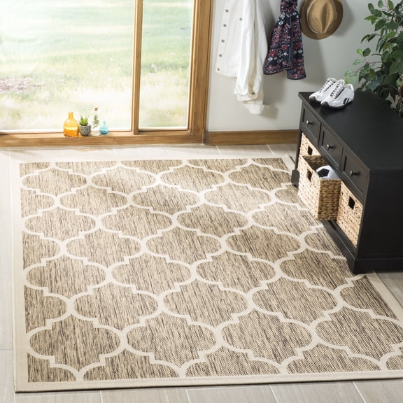 Safavieh Courtyard Alyssa Geometric Indoor/Outdoor Area Rug, Brown/Bone, 5'3" x 7'7"