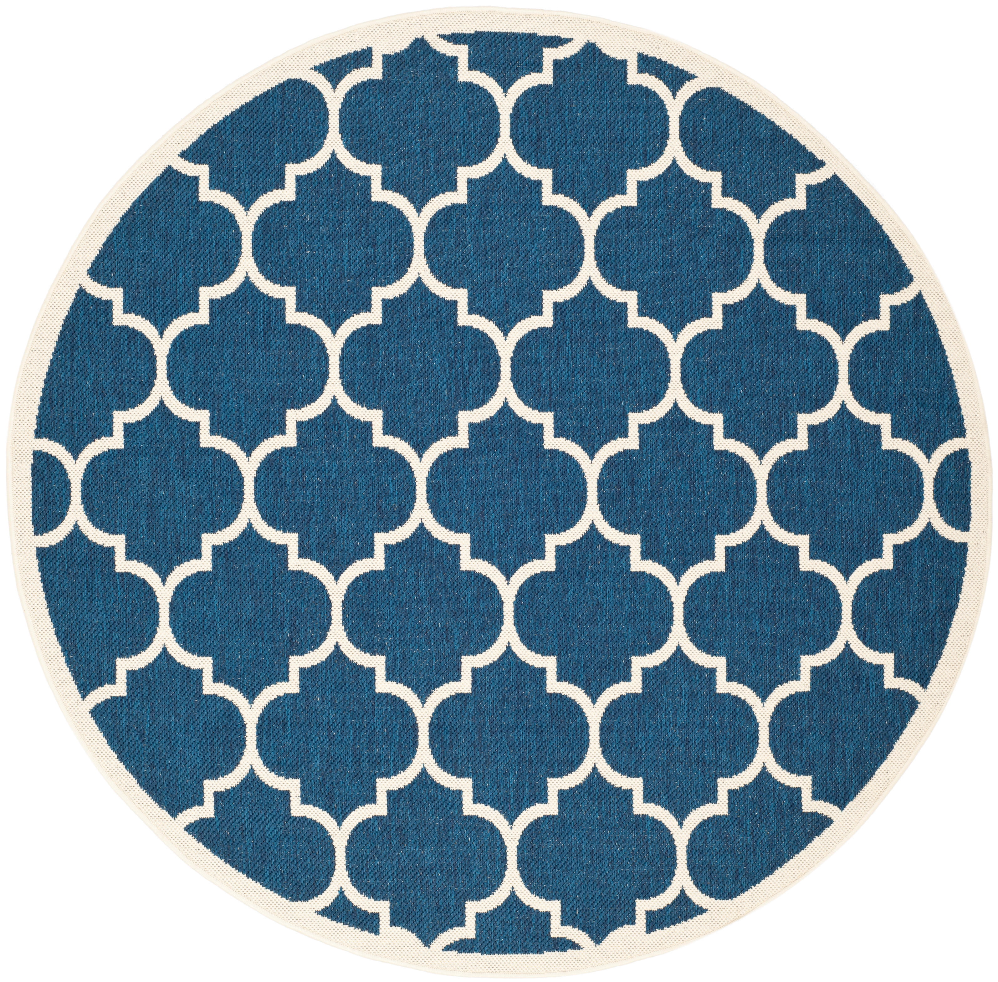 Safavieh Courtyard Alyssa Geometric Indoor/Outdoor Area Rug, Navy/Beige, 6'7" x 6'7" Round