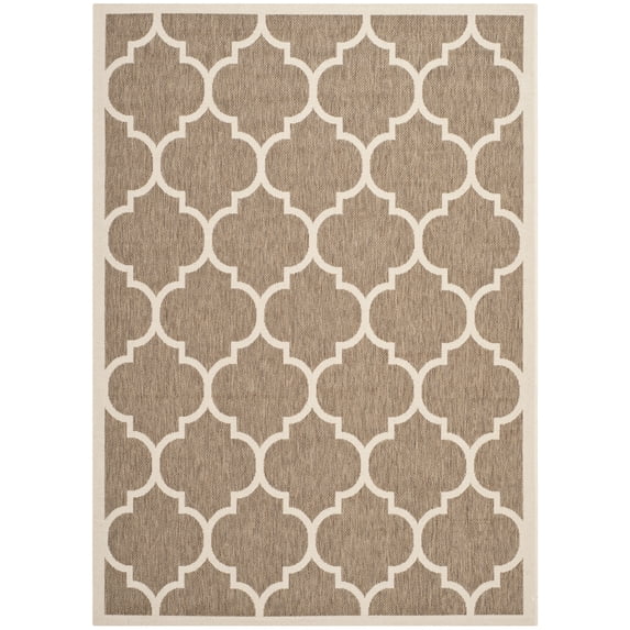Safavieh Courtyard Alyssa Geometric Indoor/Outdoor Area Rug, Brown/Bone, 6'7" x 9'6"