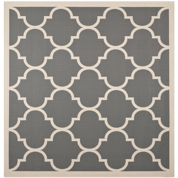 Safavieh Courtyard Alyssa Geometric Indoor/Outdoor Area Rug, Anthracite/Beige, 7'10" x 7'10" Square