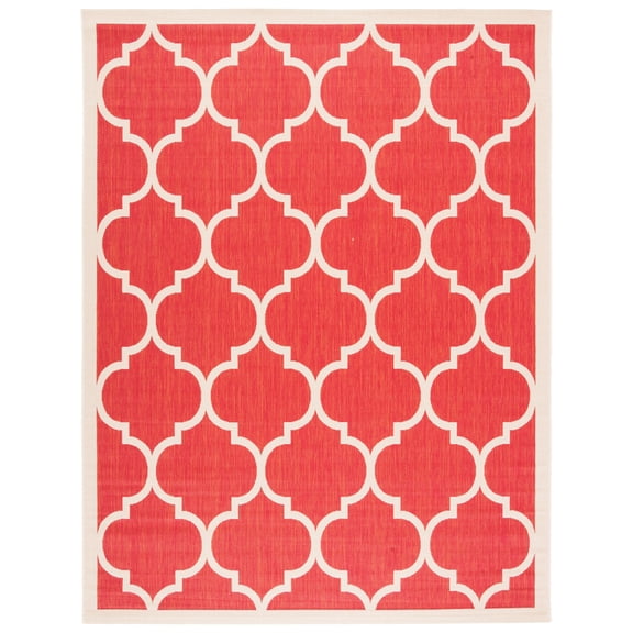 Safavieh Courtyard Alyssa Geometric Indoor/Outdoor Area Rug, Red/Bone, 9' x 12'