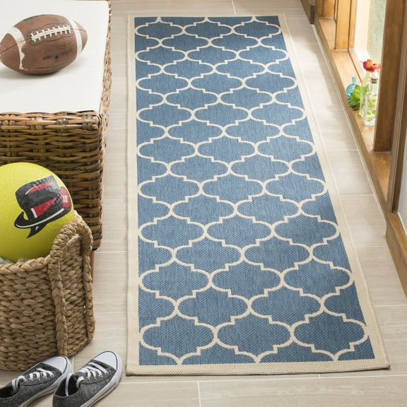 Safavieh Courtyard Alyssa Geometric Indoor/Outdoor Runner Rug, 2'3" x 10', Blue/Beige