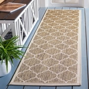 Safavieh Courtyard Alyssa Geometric Indoor/Outdoor Runner Rug, Brown/Bone, 2'3" x 10'