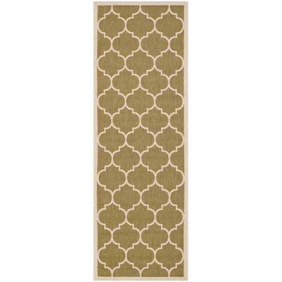 Safavieh Courtyard Alyssa Geometric Indoor/Outdoor Runner Rug, 2'3" x 10', Green/Beige