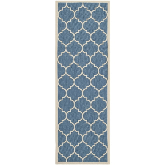 Safavieh Courtyard Alyssa Geometric Indoor/Outdoor Runner Rug, 2'3" x 12', Blue/Beige