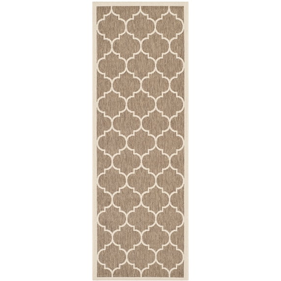 Safavieh Courtyard Alyssa Geometric Indoor/Outdoor Runner Rug, Brown/Bone, 2'3" x 6'7"