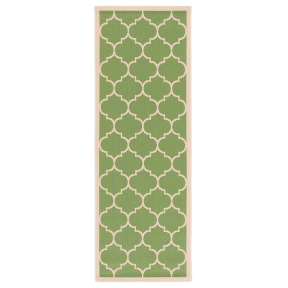 Safavieh Courtyard Alyssa Geometric Indoor/Outdoor Runner Rug, Green/Beige, 2'3" x 6'7"