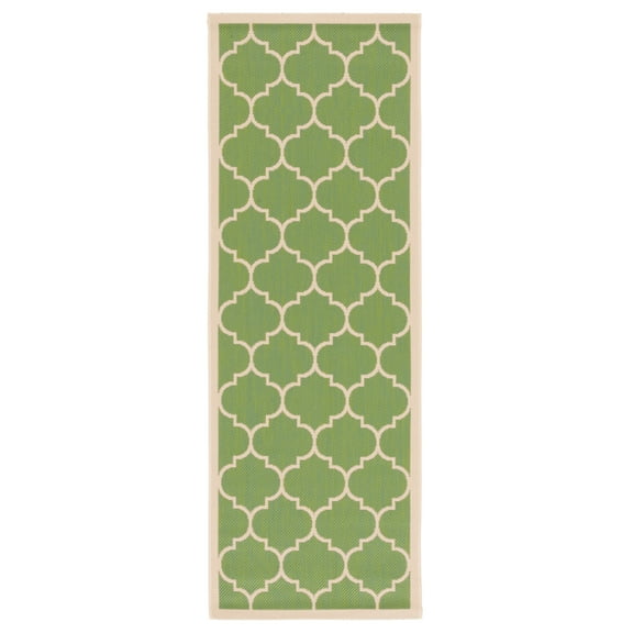 Safavieh Courtyard Alyssa Geometric Indoor/Outdoor Runner Rug, 2'3" x 6'7", Green/Beige