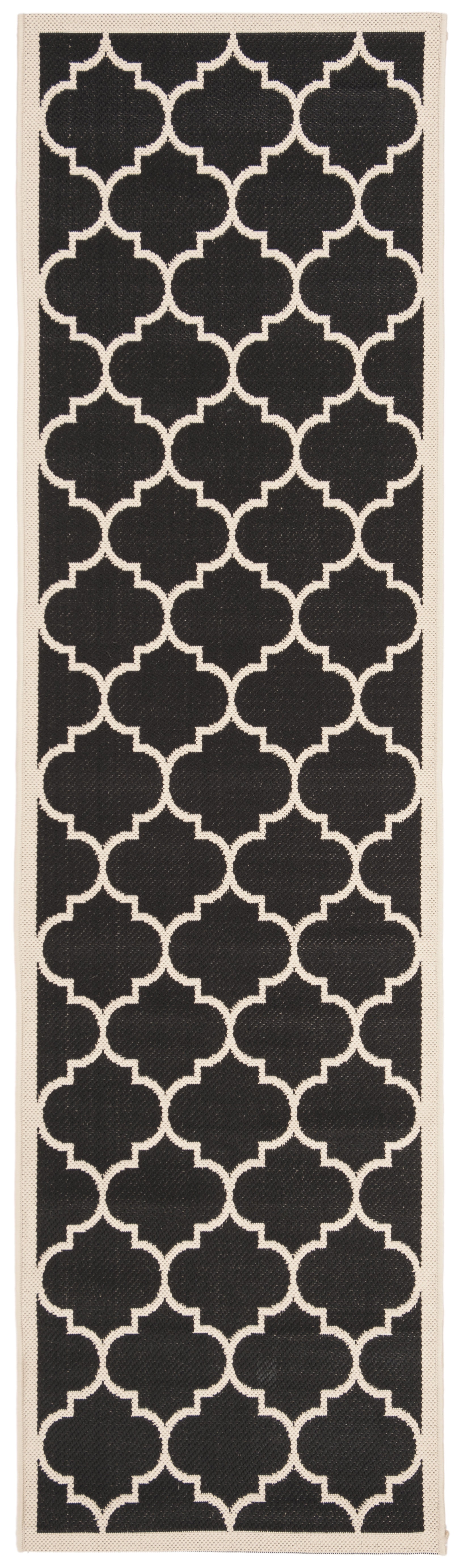 Safavieh Courtyard Alyssa Geometric Indoor/Outdoor Runner Rug, Black/Beige, 2'3" x 8'