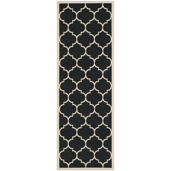 Safavieh Courtyard Alyssa Geometric Indoor/Outdoor Runner Rug, 2'3" x 8', Black/Beige