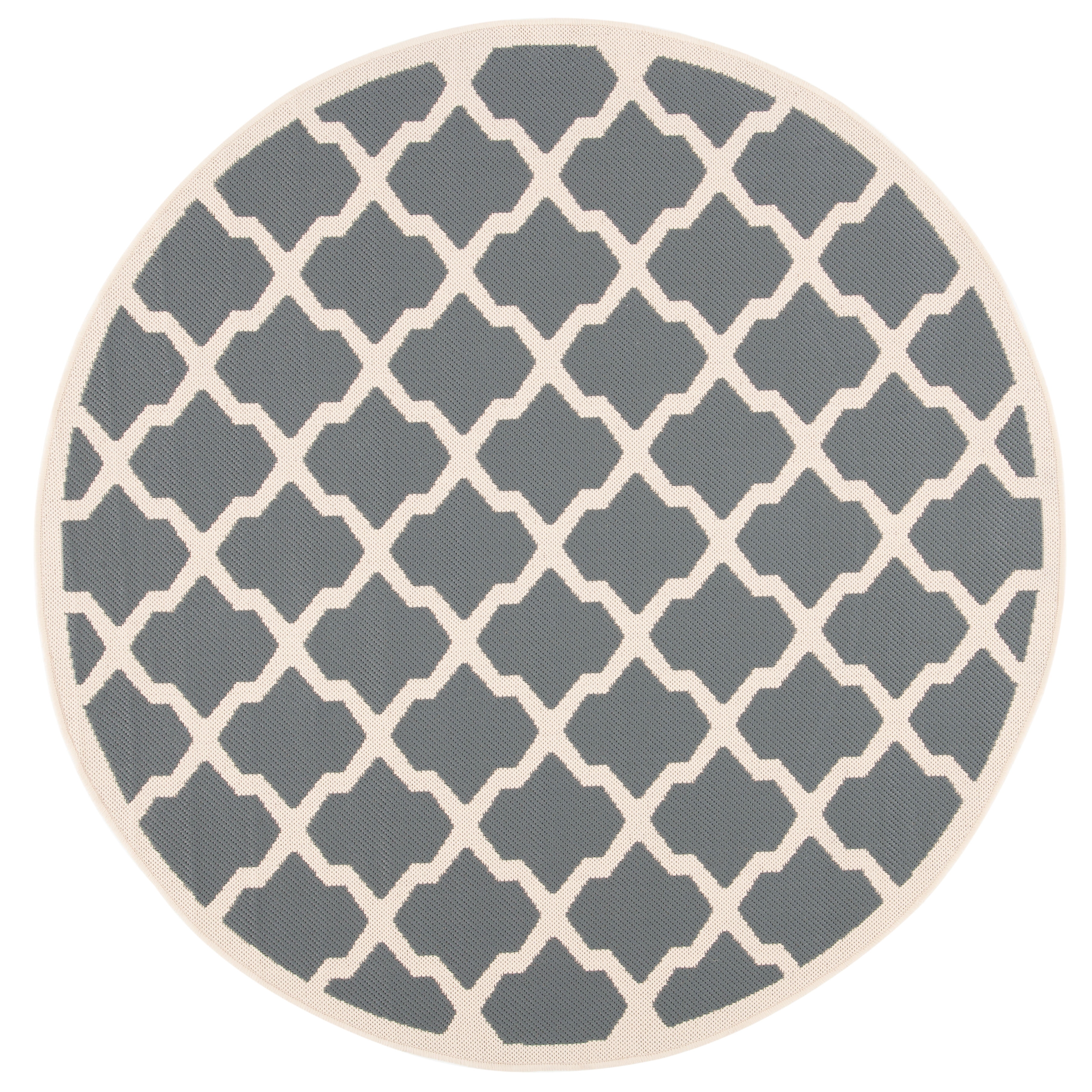Safavieh Courtyard Amber Geometric Indoor/Outdoor Area Rug, Anthracite/Beige, 4' x 4' Round