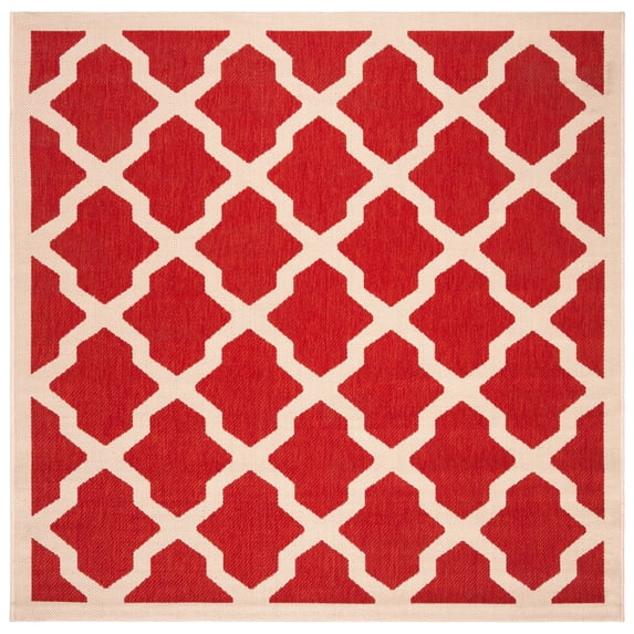 Safavieh Courtyard Amber Geometric Indoor/Outdoor Area Rug, Red/Bone, 4' x 4' Square