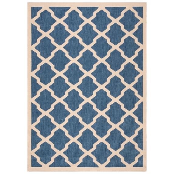 Safavieh Courtyard Amber Geometric Indoor/Outdoor Area Rug, Blue/Beige, 4' x 5'7"