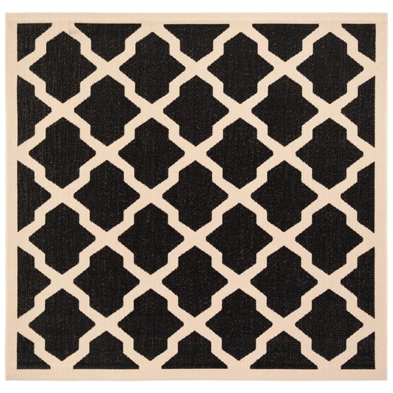 Safavieh Courtyard Amber Geometric Indoor/Outdoor Area Rug, Black/Beige, 5'3" x 5'3" Square