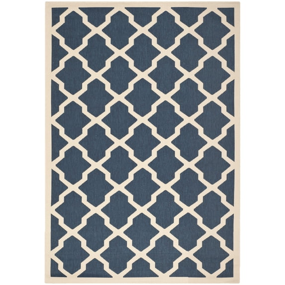 Safavieh Courtyard Amber Geometric Indoor/Outdoor Area Rug, Navy/Beige, 6'7" x 9'6"