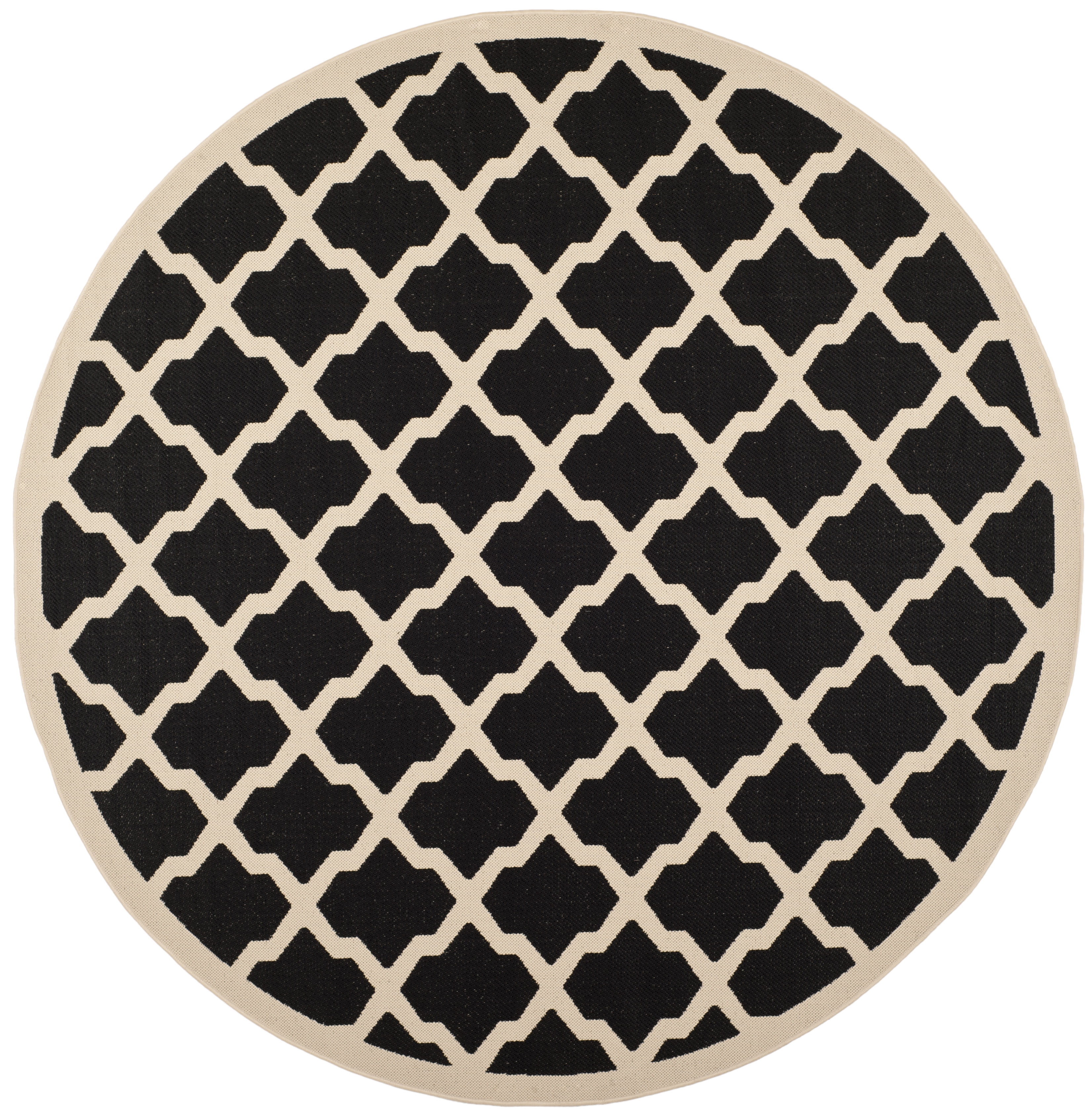 Safavieh Courtyard Amber Geometric Indoor/Outdoor Area Rug, Black/Beige, 7'10" x 7'10" Round