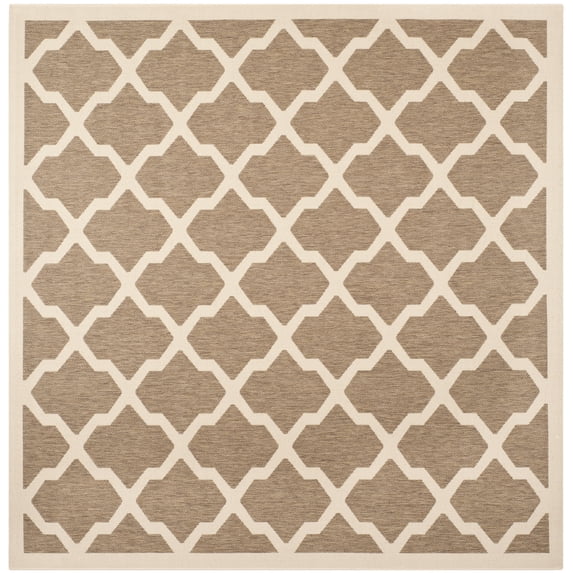 Safavieh Courtyard Amber Geometric Indoor/Outdoor Area Rug, Brown/Bone, 7'10" x 7'10" Square