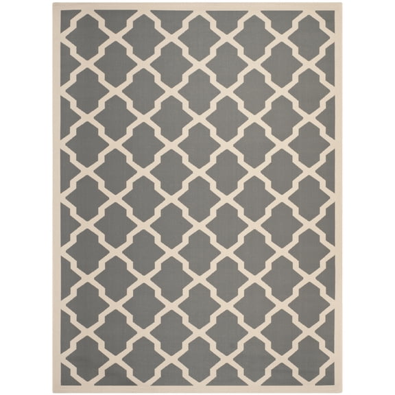 Safavieh Courtyard Amber Geometric Indoor/Outdoor Area Rug, Anthracite/Beige, 9' x 12'