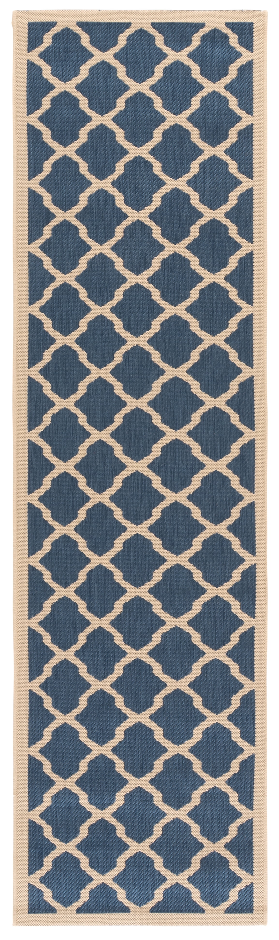Safavieh Courtyard Amber Geometric Indoor/Outdoor Runner Rug, Blue/Beige, 2'3" x 10'