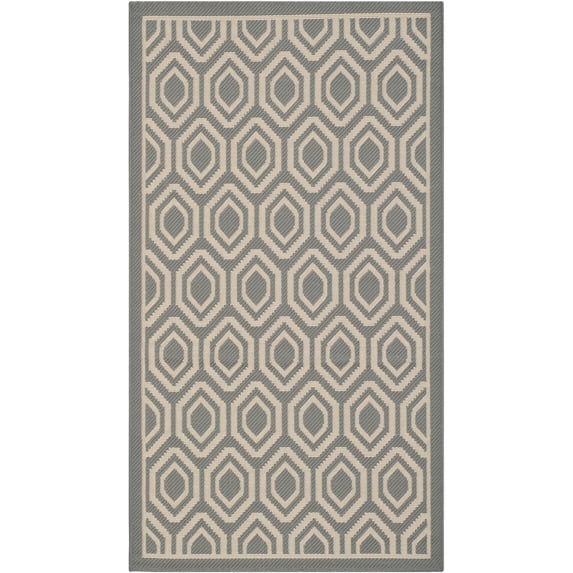 Safavieh Courtyard Amelia Geometric Indoor/Outdoor Area Rug, Anthracite/Beige, 2'7" x 5'