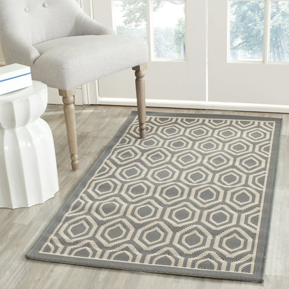 Safavieh Courtyard Amelia Geometric Indoor/Outdoor Area Rug, Anthracite/Beige, 2'7" x 5'
