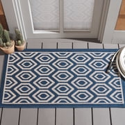Safavieh Courtyard Amelia Geometric Indoor/Outdoor Area Rug, Navy/Beige, 2' x 3'7"