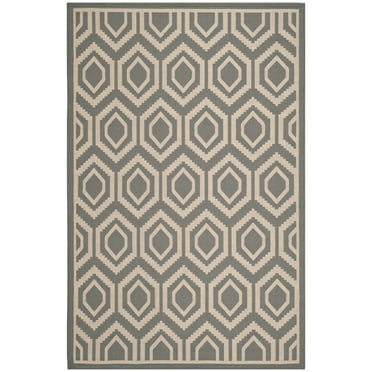 Safavieh Courtyard Amelia Geometric Indoor/Outdoor Area Rug, 4' x 5'7", Anthracite/Beige