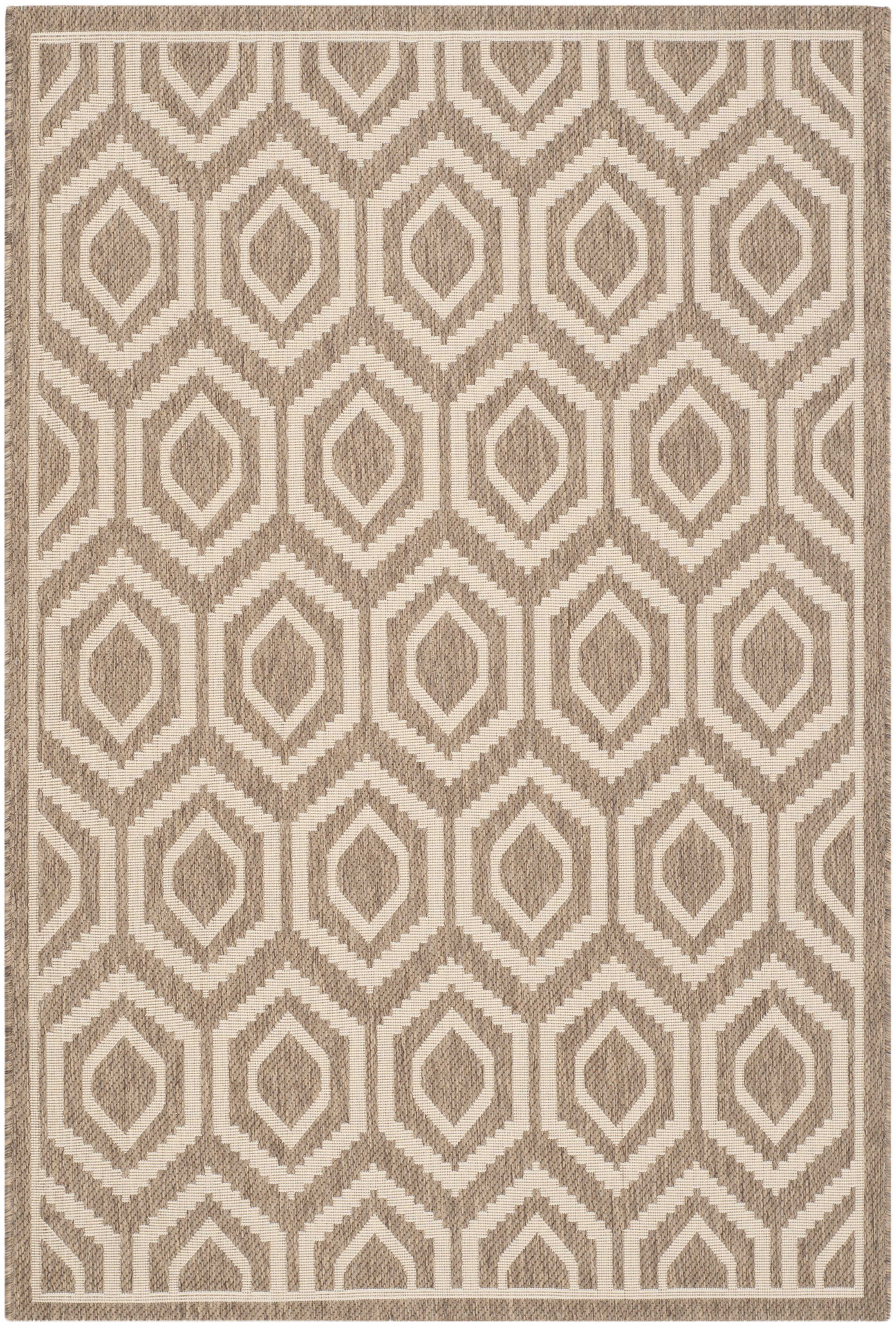 Brown and Bone Geometric Indoor/Outdoor Area Rug