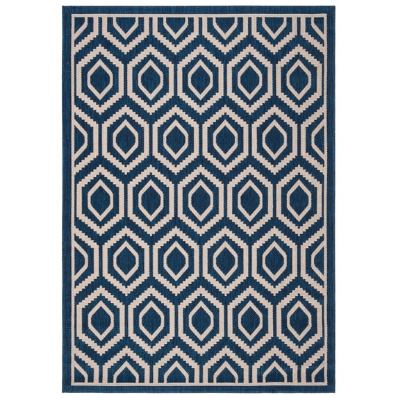 Safavieh Courtyard Amelia Geometric Indoor/Outdoor Area Rug, Navy/Beige, 4' x 5'7"