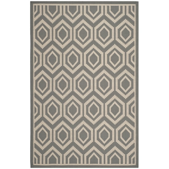 Safavieh Courtyard Amelia Geometric Indoor/Outdoor Area Rug, Anthracite/Beige, 5'3" x 7'7"