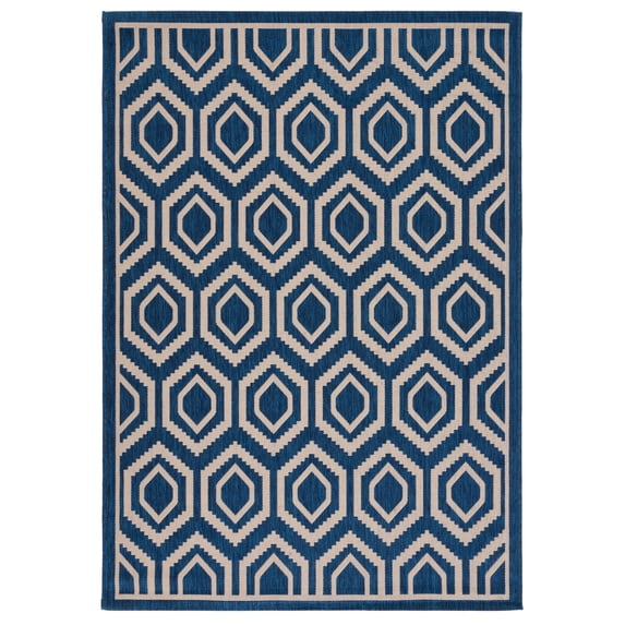 Safavieh Courtyard Amelia Geometric Indoor/Outdoor Area Rug, Navy/Beige, 5'3" x 7'7"