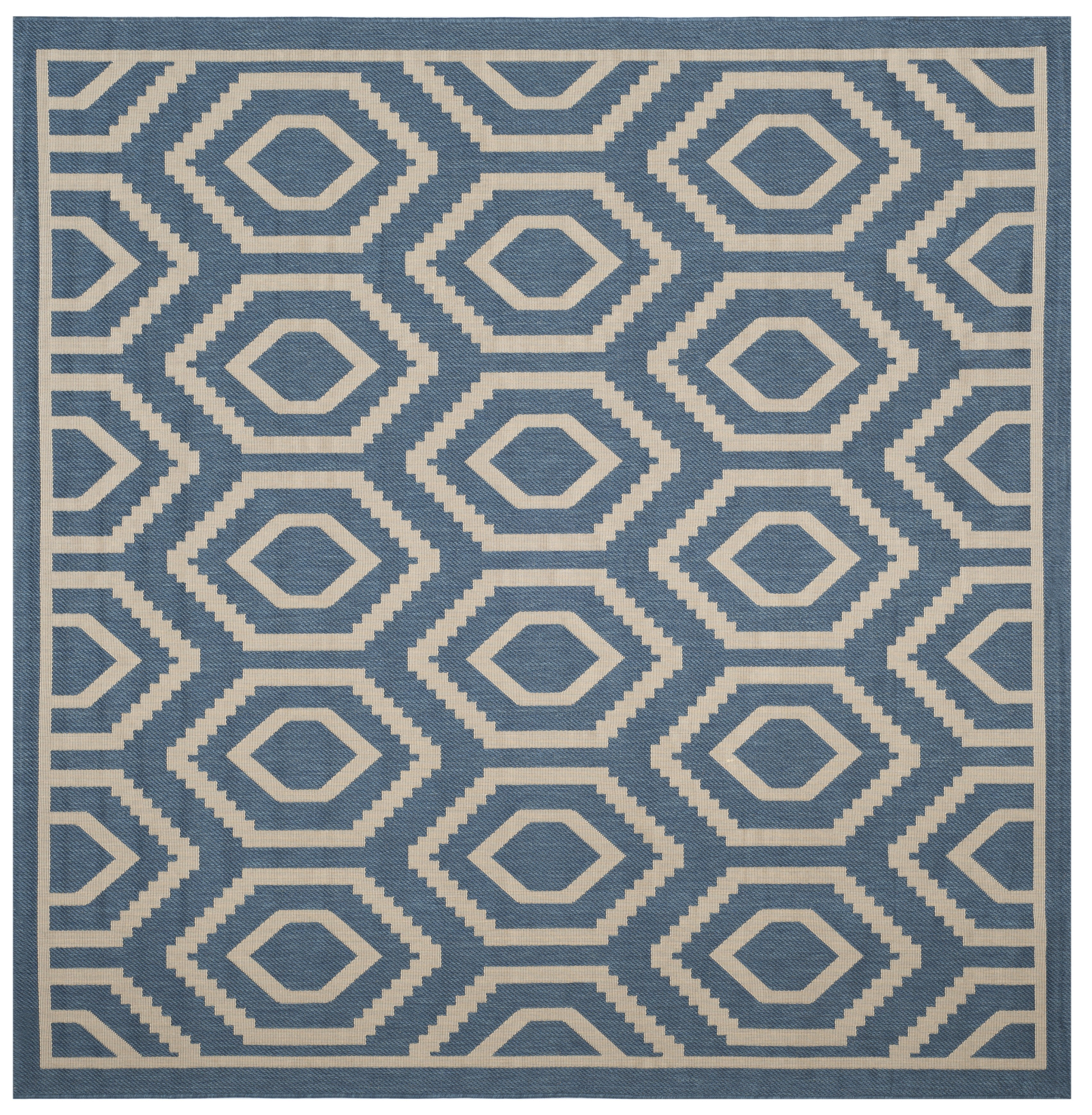 Safavieh Courtyard Amelia Geometric Indoor/Outdoor Area Rug, Blue/Beige, 7'10" x 7'10" Square