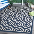 thumbnail image 1 of Safavieh Courtyard Amelia Geometric Indoor/Outdoor Area Rug, Navy/Beige, 7'10" x 7'10" Square, 1 of 14