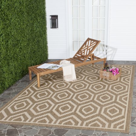 Safavieh Courtyard Amelia Geometric Indoor/Outdoor Area Rug, Brown/Bone, 9' x 12'