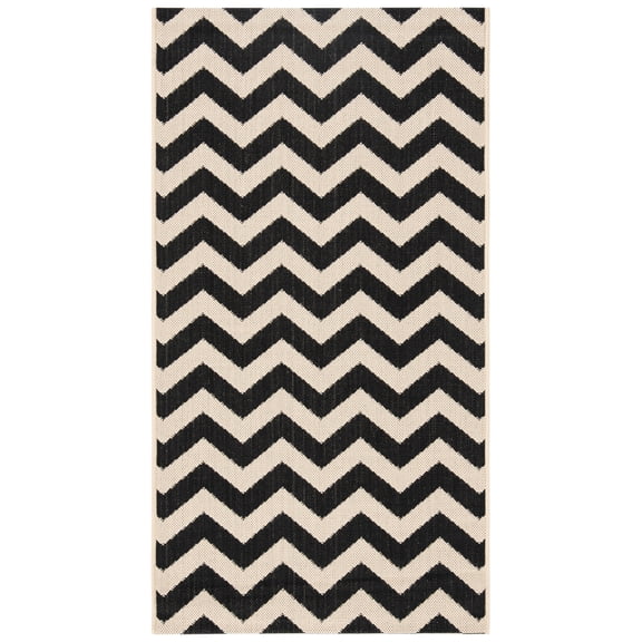 Safavieh Courtyard Bailey Chevron Indoor/Outdoor Area Rug, Black/Beige, 2'7" x 5'