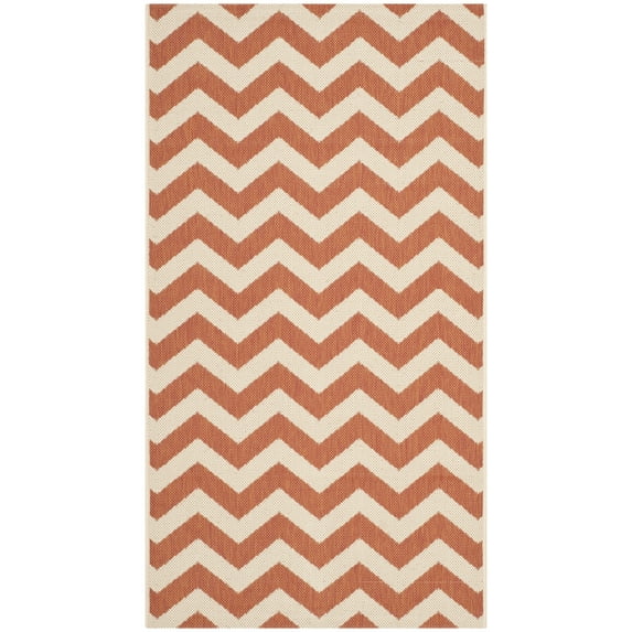 Safavieh Courtyard Bailey Chevron Indoor/Outdoor Area Rug, Terracotta/Beige, 2'7" x 5'
