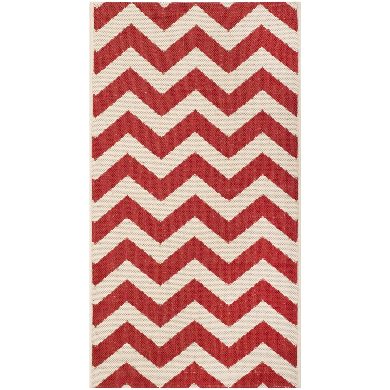 Contemporary Red Chevron 44"x24" Easy-Care Outdoor Rug