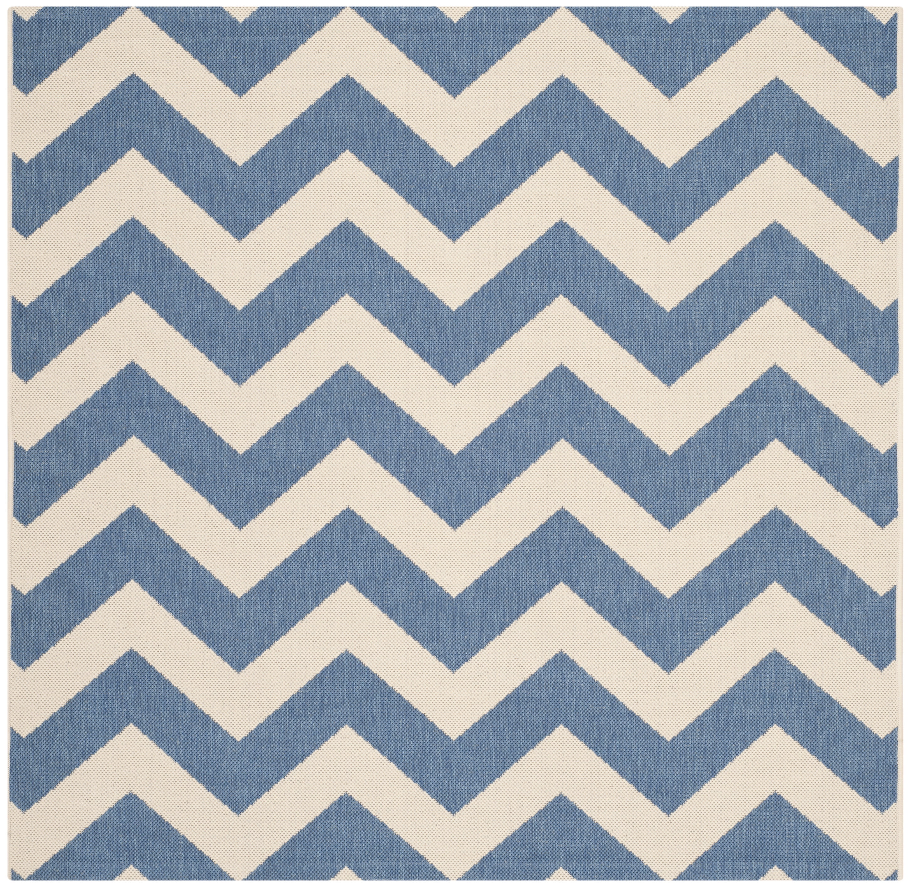 Safavieh Courtyard Bailey Chevron Indoor/Outdoor Area Rug, Blue/Beige, 4' x 4' Square