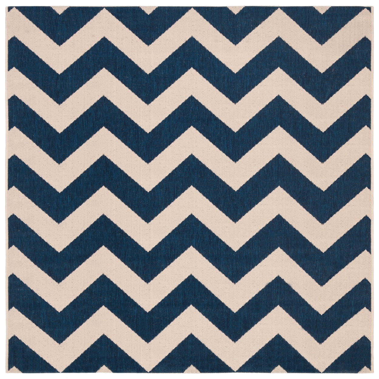 Navy Blue Square Easy-Care Synthetic Outdoor Area Rug, 4' x 4'
