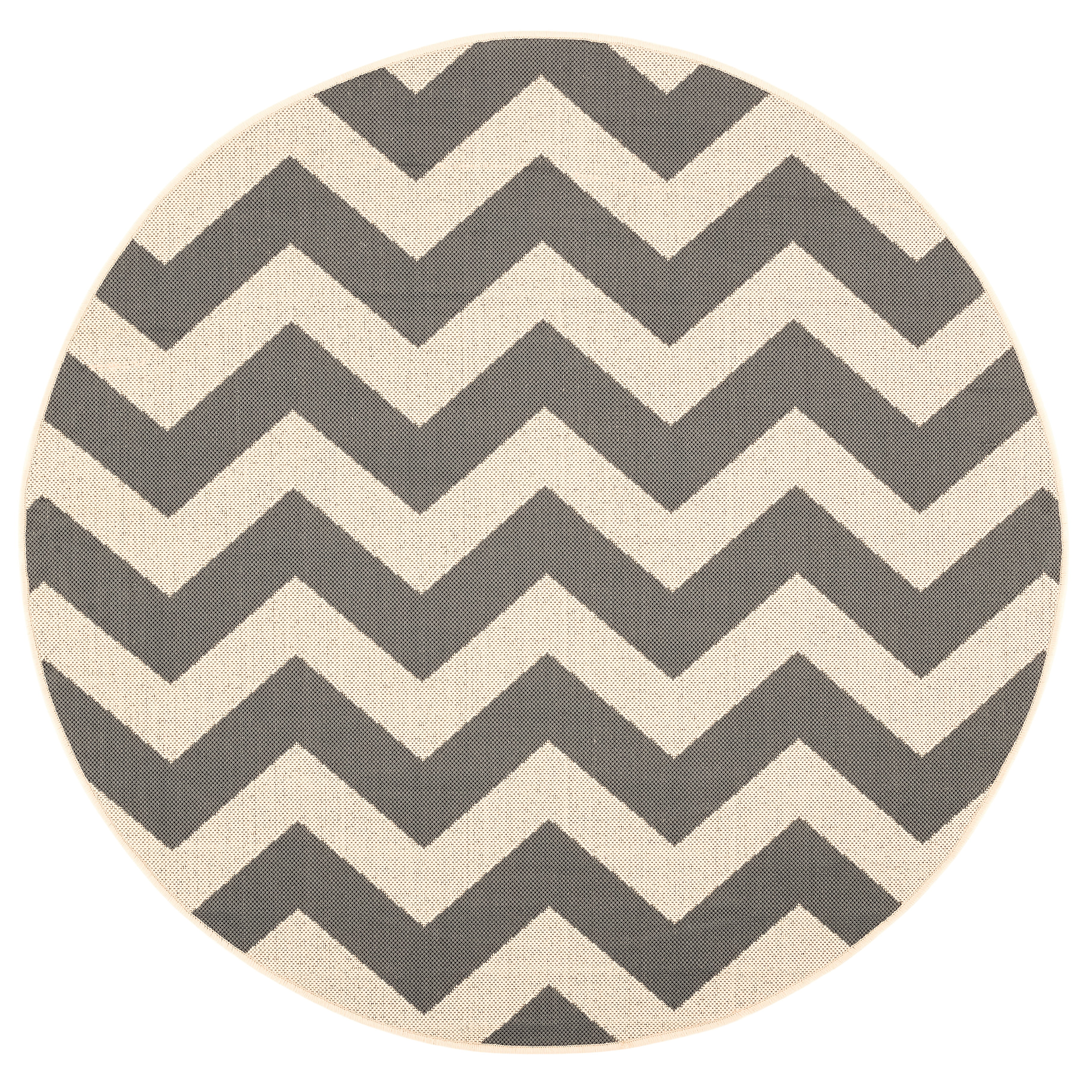 Safavieh Courtyard Bailey Chevron Indoor/Outdoor Area Rug, Gray/Beige, 5'3" x 5'3" Round