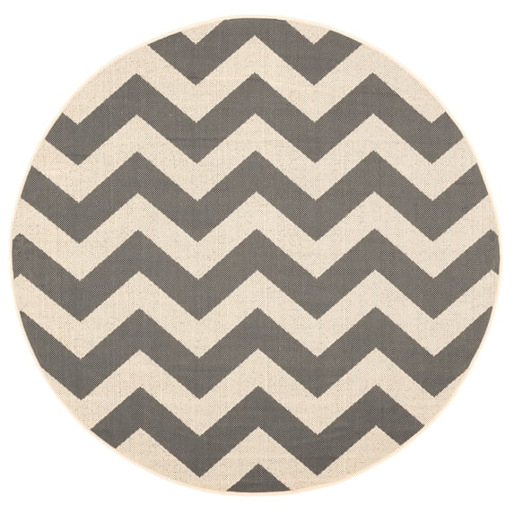 Safavieh Courtyard Bailey Chevron Indoor/Outdoor Area Rug, Gray/Beige, 5'3" x 5'3" Round