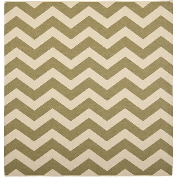 Safavieh Courtyard Bailey Chevron Indoor/Outdoor Area Rug, 5'3" x 5'3" Square, Green/Beige