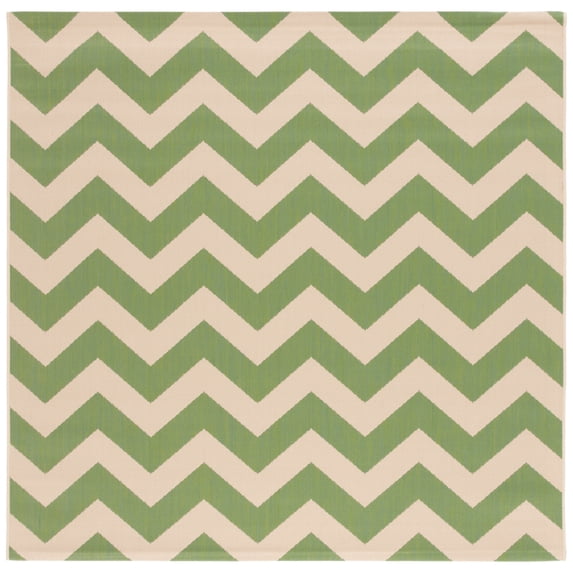 Safavieh Courtyard Bailey Chevron Indoor/Outdoor Area Rug, Green/Beige, 5'3" x 5'3" Square