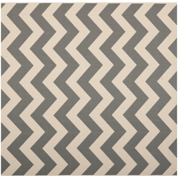 Safavieh Courtyard Bailey Chevron Indoor/Outdoor Area Rug, Gray/Beige, 5'3" x 5'3" Square