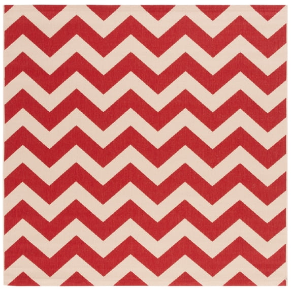 Safavieh Courtyard Bailey Chevron Indoor/Outdoor Area Rug, Red, 5'3" x 5'3" Square