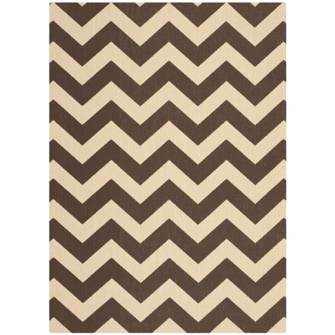 Safavieh Courtyard Bailey Chevron Indoor/Outdoor Area Rug, Dark Brown, 5'3" x 7'7"