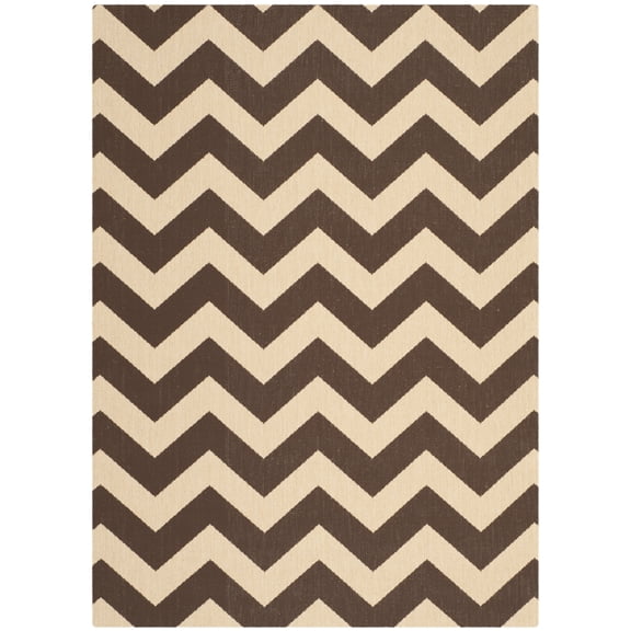 Safavieh Courtyard Bailey Chevron Indoor/Outdoor Area Rug, Dark Brown, 5'3" x 7'7"